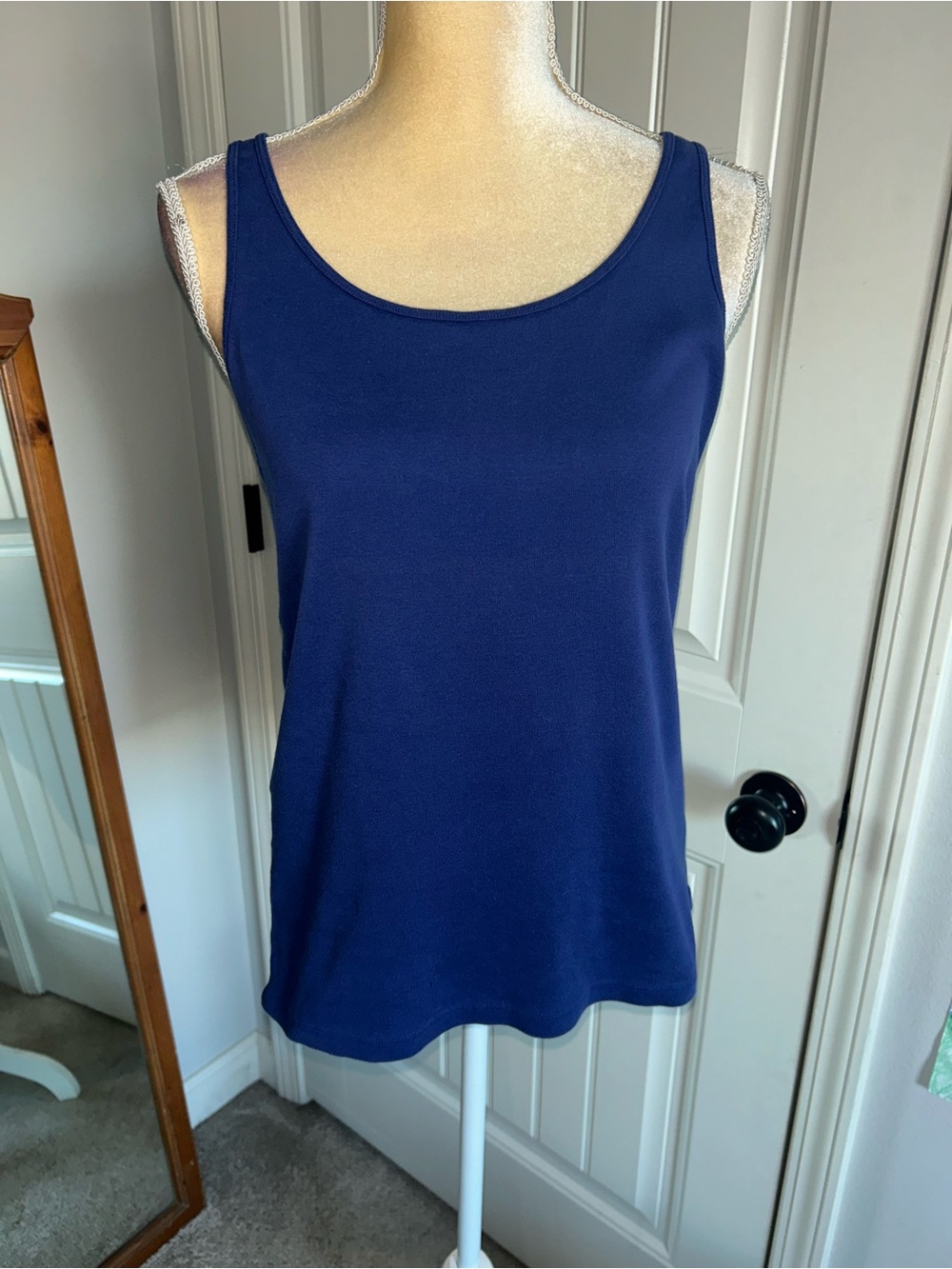 NEW Eileen Fisher Deep Blue Scoop Neck Tank 100% Organic Cotton Sz L